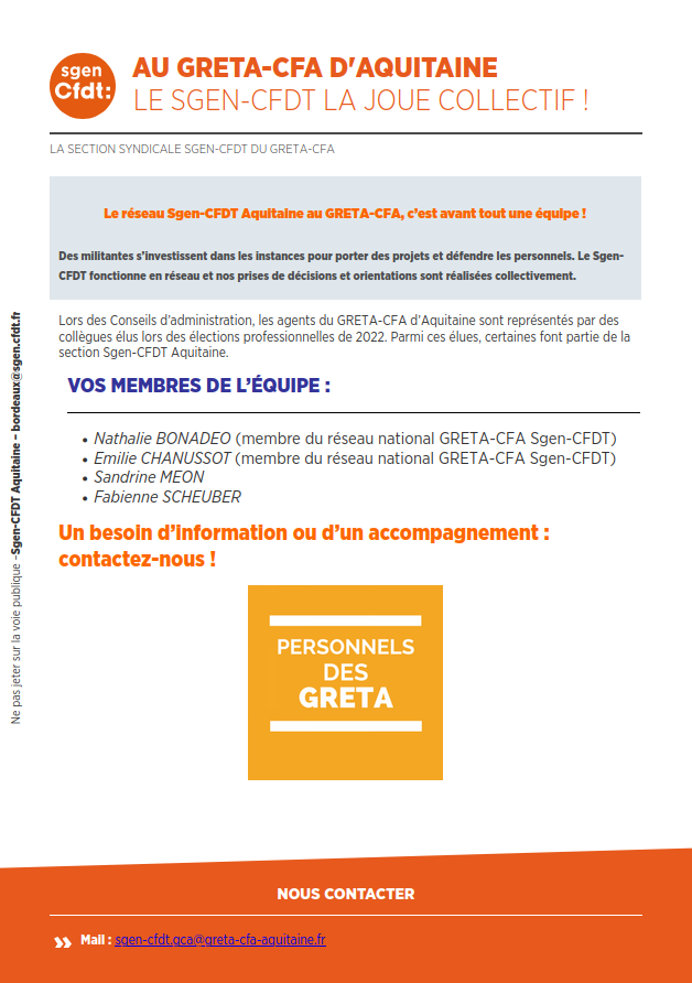 Greta Cfa Sgen Cfdt Aquitaine