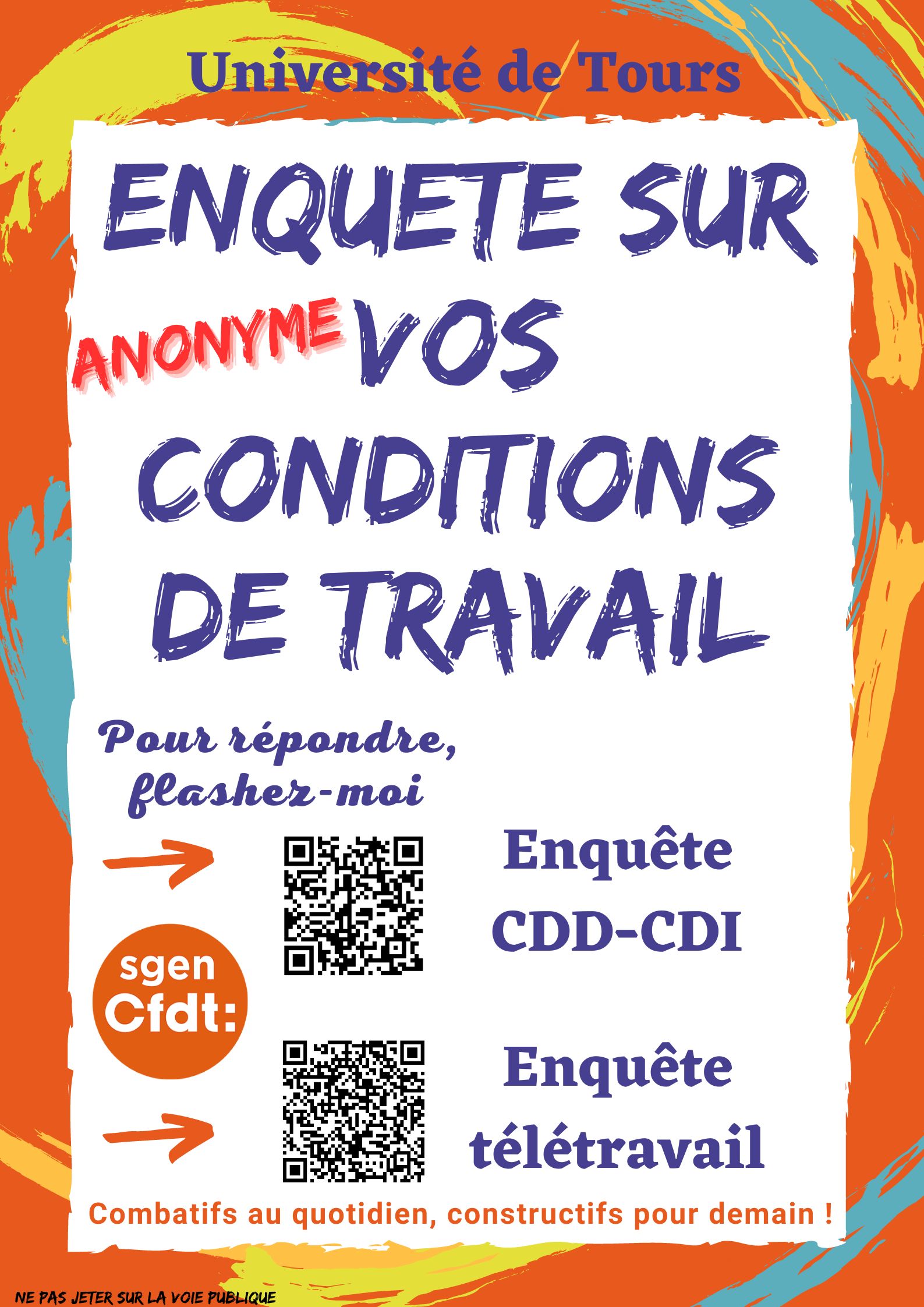 Affiche Enquête Sgen CFDT Tours 2023 SGEN CFDT Orléans Tours