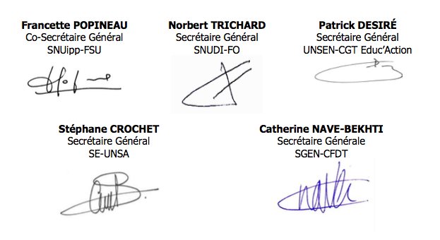 signatures courrier intersyndical contrats aidés