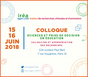 Sciences et prise de décision en éducation - Colloque de l'Iréa - Sgen-CFDT