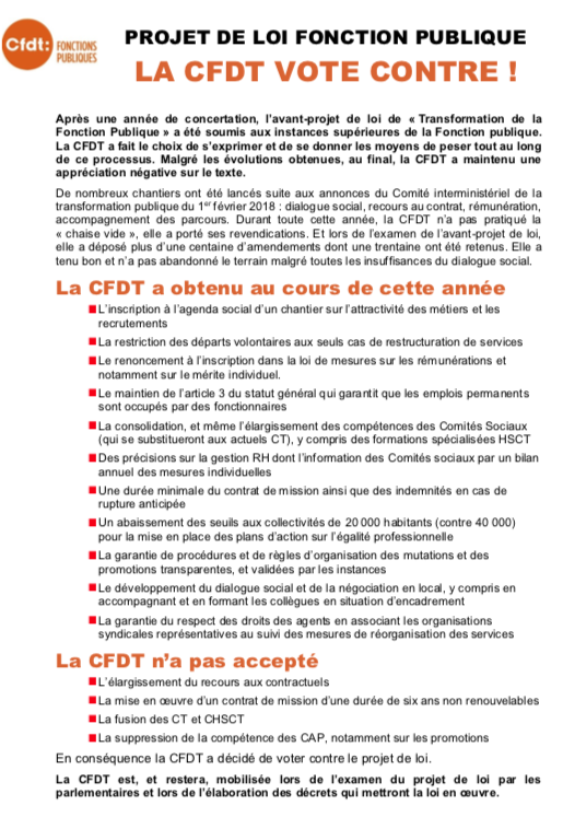 tract CFDT Fonctions Publiques suite au conseil commun de la fonction publique