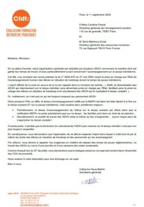 alerte ministère aesh pause méridienne