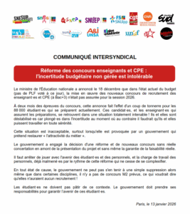 Réforme des concours enseignants et CPE