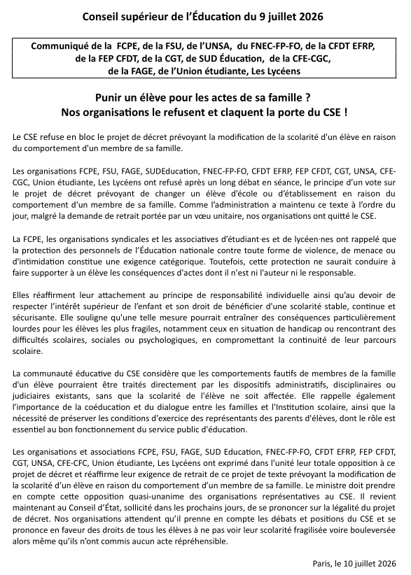 décret parents : le CP inter-organisations 