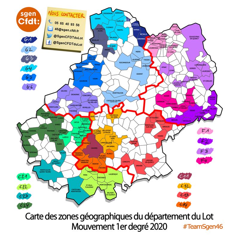 carte Lot zones géographiques avec noms des communes 3 légendée SGEN — free download