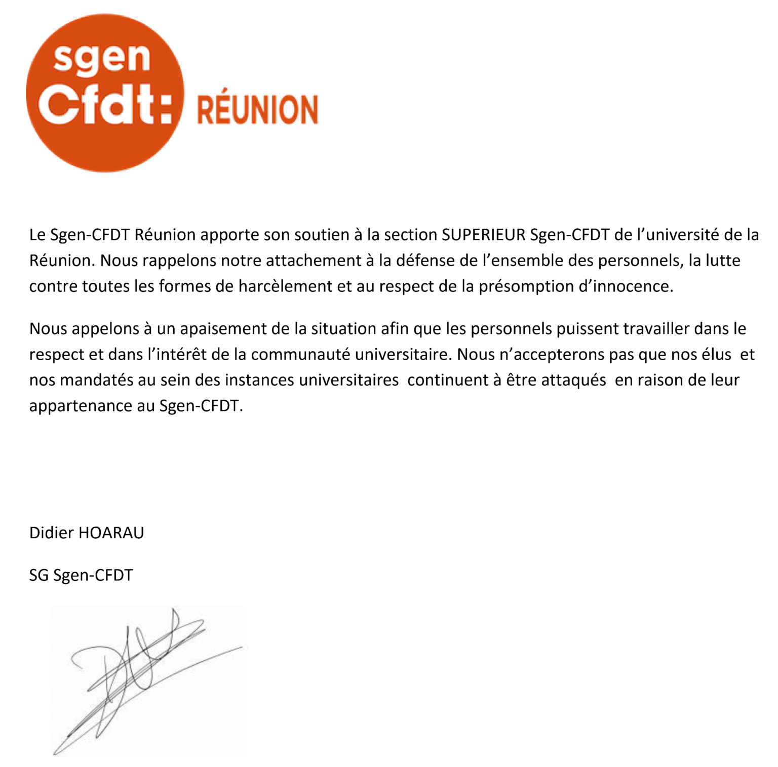 Communiqué de soutien – Section Sgen-CFDT Université de la Réunion ...