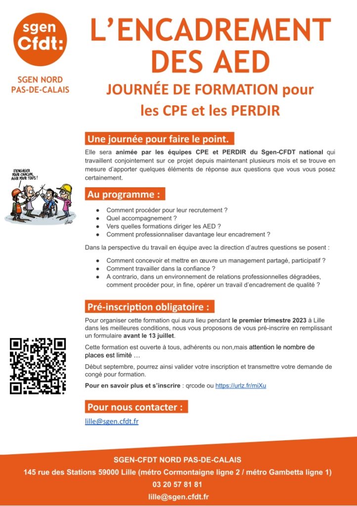 Formation : encadrement des AED - SGEN-CFDT Éducation Formation ...