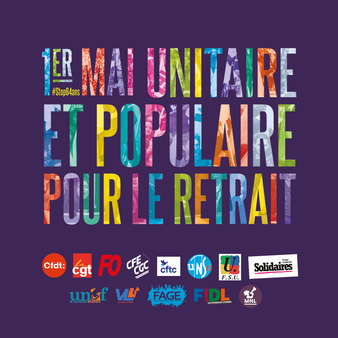 Affiche Intersyndicale 1er Mai - Unitaire Et Populaire Pour Le Retrait ...