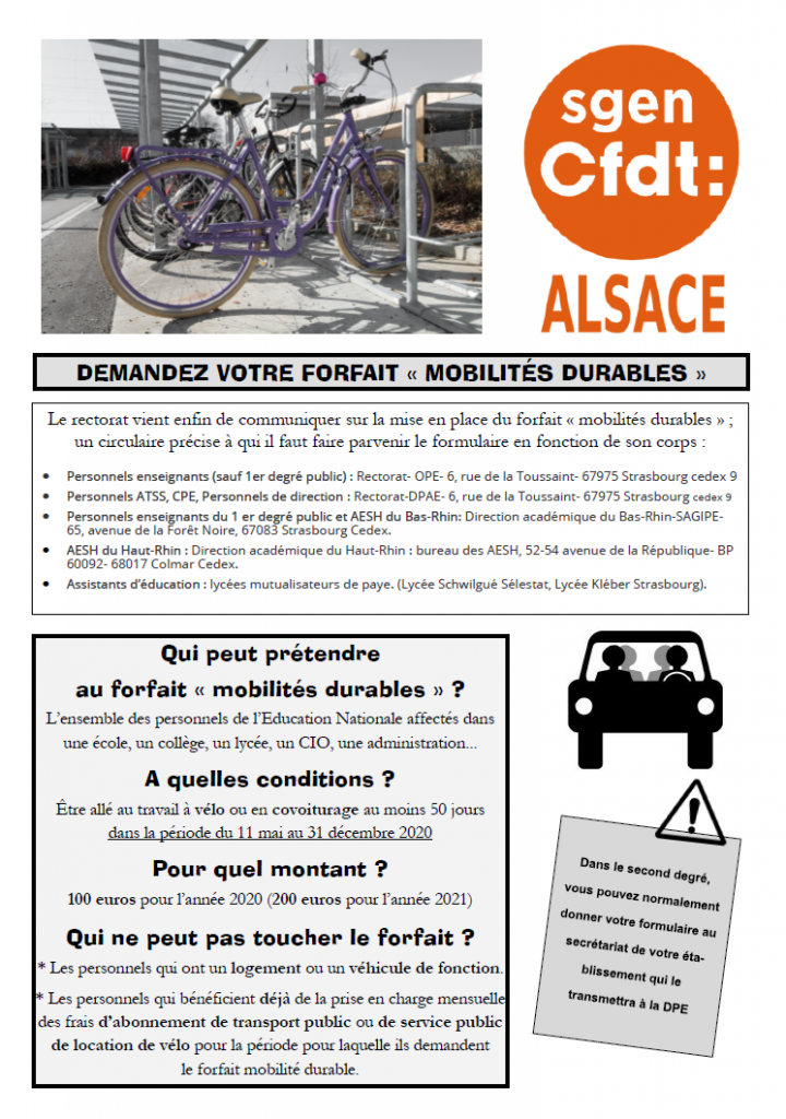 Forfait Mobilité Durable Education Nationale Formulaire 2022