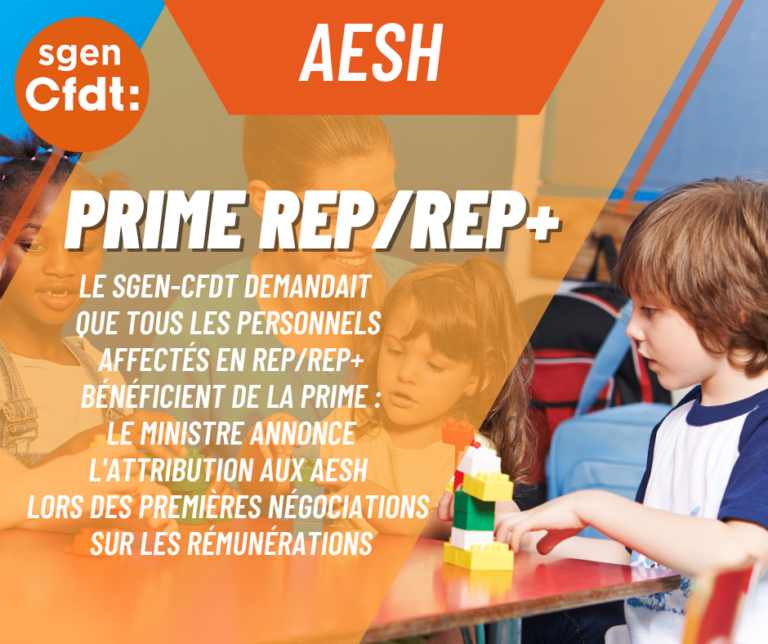 AESH Prime REPREP+, une étape, d'autres avancées à obtenir SGEN