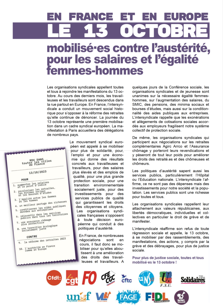 Mobilisation Du Octobre Toutes Et Tous Mobilis S Pour Faire Entendre La Voix Des