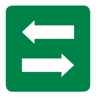 flèche vers la gauche et flèche vers la droite sur fond vert