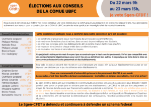 Élections COMUE Université Bourgogne Franche-Comté - profession de foi des candidats Sgen-CFDT BIatss