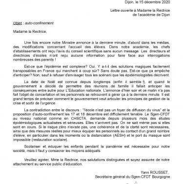 lettre ouverte auto-confinement