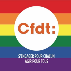 logo cfdt et drapeau des fierté