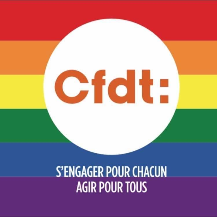 logo cfdt et drapeau des fierté