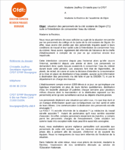 courrier envoyé par la CFDT concernant la cité scolaire de Digoin