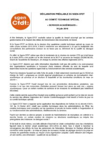 CTS académie de Besançon 16 juin 2016 déclaration du Sgen-CFDT